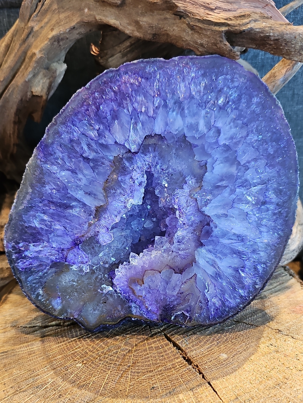 Vibrant Purple Amethyst Geode Display Piece